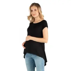 24seven Comfort Apparel Scoop Neck High Low Maternity T Shirt