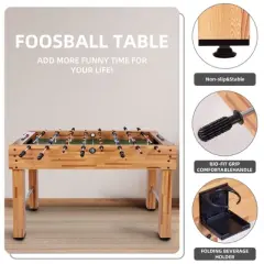 Gulches 48in Competition-Sized Foosball Table - Home Portable Table Football/Soccer Set w/2 Balls, 2 Cup Holders