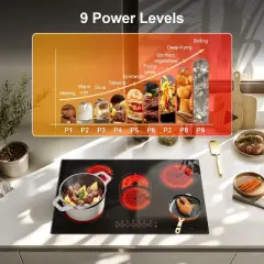 8500W Ceramic Cooktop with 5 Burners, 30 inch Electric Stove Top with 2 Expandable Heating Elements, 99 Mins Timer, Safety Lock, Sensor Touch Control