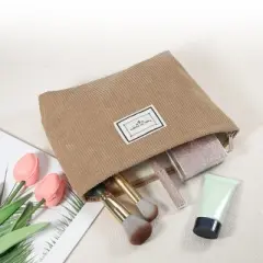 Unique Bargains Corduroy Zipper Makeup Bags and Organizers 1 Pc