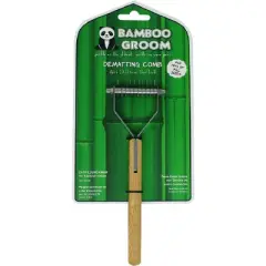 Bamboo Groom Dematting Comb with 10 Stainless Steel Teeth