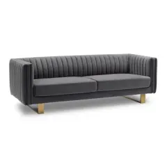 86" Delilah Velvet Sofa with Matte Gold Legs Dark Gray - Armen Living