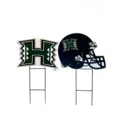 NCAA Hawaii Rainbow Warriors 2pk Logo and Helmet Garden Stake Set