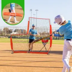GoSports 7 ft x 7 ft Baseball & Softball L Screen - Pitcher Protection Net with Carrying Case