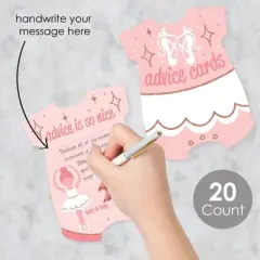 Big Dot of Happiness Tutu Cute Ballerina - Baby Bodysuit Wish Card Ballet Baby Shower Activities - Shaped Advice Cards Game - Set of 20