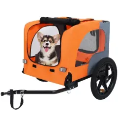 Outdoor Heavy Duty Collapsible Pet Bike Trailer with 16-Inch All-Terrain Wheels & Universal Hitch &uml;C Foldable Dog/Cargo Carrier Cart for Bicycles