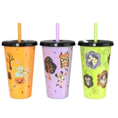 Zak Designs 3pc 25 fl oz Mickey Mouse Glow in the Dark Polypropylene Tumbler Set Purple/Orange/Green
