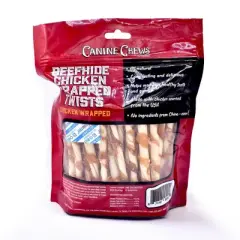 Canine Chews Chicken and Beef Twist Rawhide Dog Treats - 45ct