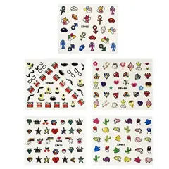 Wrapables Funky Monsters Funky Patterns Nail Stickers Nail Art 3d Nail Decals, 10 sheets (300+ nail stickers)