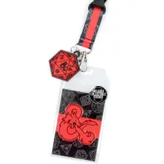 Dungeons and Dragons Logo Lanyard with D20 Dice Rubber Charm ID Badge Holder