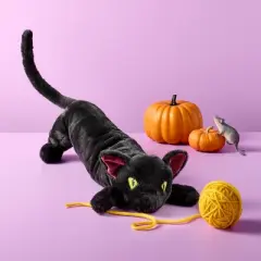 31" Black Cat Stuffed Animal - Gigglescape&trade;: Polyester Plush Toy, Character Theme