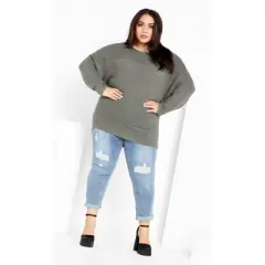 Women's Plus Size Romance Sweater - deep sage | CITY CHIC