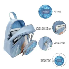 Disney Frozen Elsa & Anna Ice Palace Blue 10.5" Mini PU Backpack for girls