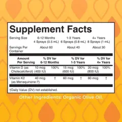 MaryRuth's Vitamin D3+K2 Spray, Unflavored, Org, 1 oz