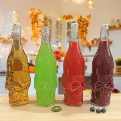 Cornucopia Brands Skull Shaped Liter Bottles; Empty Quart-Size Bottles from Brewing and Bottling and Halloween Decor