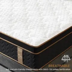 10" King Plush Hybrid Mattresses with Independently Encased Coils and Gel Memory Foam Fiberglass-Free