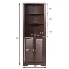 Costway Bathroom Corner Storage Cabinet Free Standing Tall Bathroom Cabinet W/3 Shelves