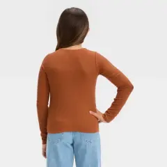 Girls' Long Sleeve Tie-Front Knit T-Shirt - art class&trade;