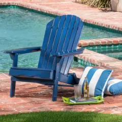 DSVIMOY Adirondack Chair, Folding Outdoor Chair with Wide Armrests, Patio Lawn Chair for Outside Garden Backyard, Blue, 36.41"*30.31"*33.85"