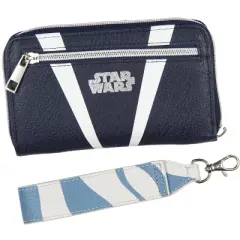 Star Wars Ahsoka Tano Full Zip Closure Wristlet Wallet w/ Tech Pocket Blue