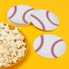 Big Dot of Happiness 25 Ct Baseball Drink Coasters, 4-Inch Disposable Round Paper Coasters for Birthday Party, Cocktail Table Decor for Bar Drinks