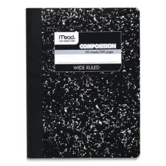 Mead Square Deal Composition Book, 3-Subject, Wide/Legal Rule, Black Cover, (100) 9.75 x 7.5 Sheets, 12/Pack