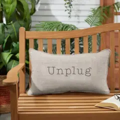 Indoor/Outdoor Unplug Embroidered Lumbar Throw Pillow - Sorra Home
