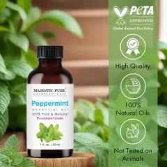 Majestic Pure Peppermint Essential Oil with Dropper - 100% Pure and Natural Premium Grade - 1 fl Oz