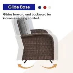 Belord 43" Propane Fire Pit Table Set Patio Furniture Set with Glider Loveseat, Brown Wicker Deep Seating Patio Swivel Rocker Glider Chairs