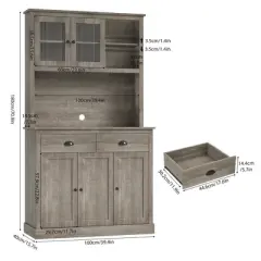 Kitchen Pantry Storage Cabinet,71" Tall Wood Pantry with Microwave Stand, Modern Kitchen Hutch Cabinet,Coffee Bar Hutch with Wine Rack for Dining Room