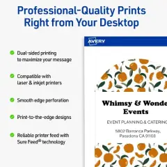 Avery Printable Arched Flat Cards, Sure Feed Technology, 4-3/4" x 3-1/2", Matte White Cardstock, Print-to-The-Edge, Laser/Inkjet Printable, 40 Total
