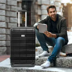 Gulches Luggage Sets ABS+PC Hardshell 4pc Luggage Hardside Lightweight Durable Suitcase sets Spinner Wheels Suitcase with TSA Lock (12/20/24/28),black