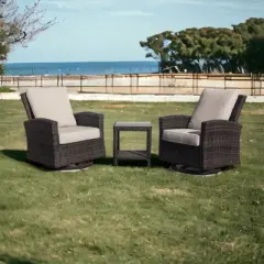 Courtyard Casual Cheshire 3 pc Swivel Chat Set Swivel Glider Does Not Recline  Includes:  One End Table and Two Swivel Gliders