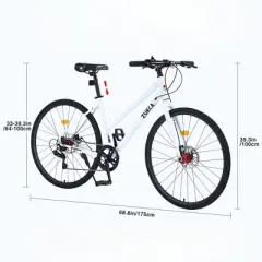 INFURNIC Bicycles, Hybrid bike with 7-speed, City Bicycle For men women, White, 68.8"*25.5"*39.9"