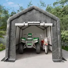 GustoWave 10x15FT Outdoor Portable Storage Shed with Roll-Up Door for Motorcycle, Garden and Tools