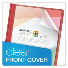 Oxford Clear Front Standard Grade Report Cover - 8.5" x 11" - Clear/Red - Case of 25
