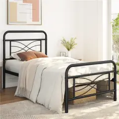 Yaheetech Vintage Metal Bed Frame with headboard