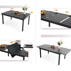 9pc Patio Dining Set with Expandable Steel Table & 360 Swivel Sling Arm Chairs - Captiva Designs