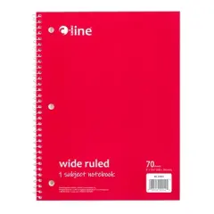 C-Line&reg; 1-Subject Notebook, 70 Page, Wide Ruled, Red, Pack of 12