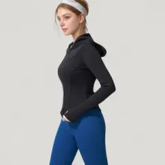 Anna-Kaci Active Women's Full Zip Long Sleeve Hooded Active Jacket with Slim Fit and Thumbhole Cuffs