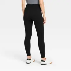 Women's High Waisted Cotton Seamless Fleece Lined Leggings - A New Day&trade;
