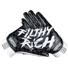 Battle Sports Youth Filthy Rich Football Receiver Gloves - Black/White