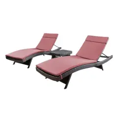 Salem 3pc Brown Wicker Lounge and Coffee Table - Charcoal - Christopher Knight Home