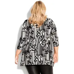 Women's Plus Size Simone Asymmetrical Print Tunic - black floral | AVENUE