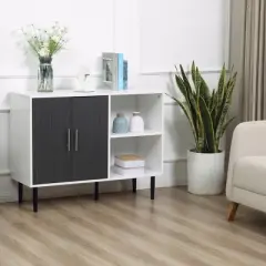 HOMCOM Storage Sideboard, Buffet Cabinet with Adjustable Shelf, Free Standing 2-Door Kitchen Cupboard for Dining Room, Hallway, Grey