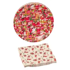 Silver Buffalo Coca Cola Santa 32-Piece Paper Napkin And Plate Party Pack