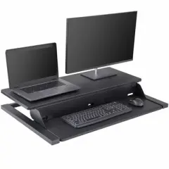 Stand Up Desk Store Power Pro Electric Adjustable Height Two Tier Standing Desk Converter (Black, 36" Wide)