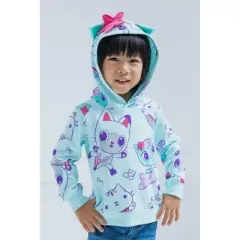 Dreamworks Gabby's Dollhouse Pandy Paws Cakey Cat MerCat Girls Fleece Pullover Hoodie Toddler to Big Kid