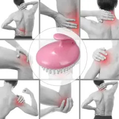 Unique Bargains Multiple Trigger Points Scalp Muscle Pain Ease TPR Handheld Scalp Massager Pink White 1 Pcs