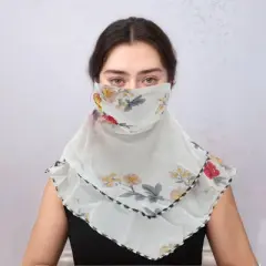 Unique Bargains Floral Printed Triangle Earloop Neck Gaiter 1 Pc